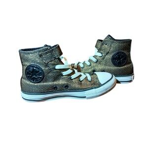 Converse Chuck Taylor All Star Hi Cooper Black Glittery Shoes Size 1 Youth #1421